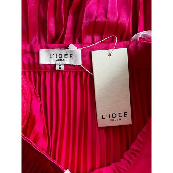 L'IDEE Renaissance Split Gown Maxi Dress Punch Pink NWT - Picture 11 of 15